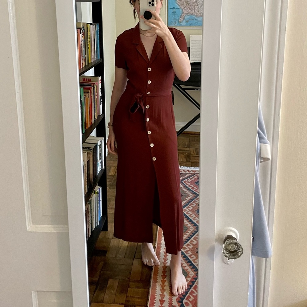 Aritzia Shirtdress - rust brown
